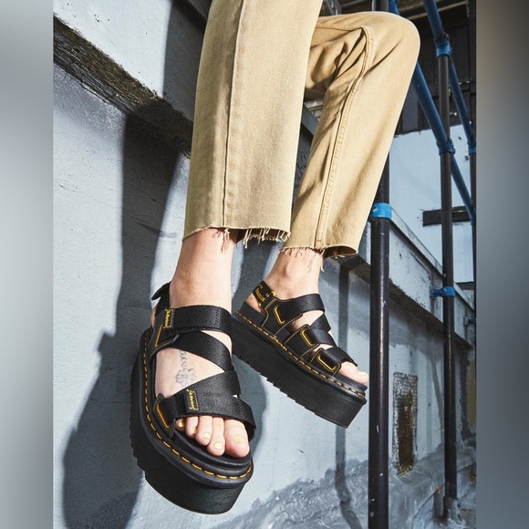Dr. Martens Shoes - NEW DR MARTENS KIMBER Logo Strap Platform Black Sandals EU42 L10